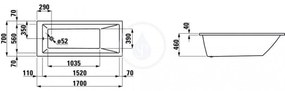 LAUFEN Pro Vaňa, 1700 mm x 700 mm, biela H2309500000001