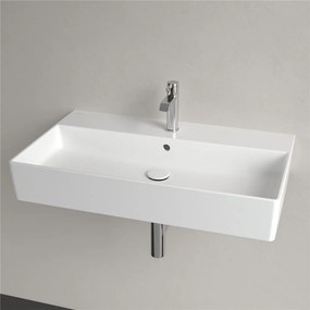 VILLEROY &amp; BOCH Memento 2.0 závesné umývadlo s otvorom (spodná strana brúsená), s prepadom, 800 x 470 mm, Stone White, s povrchom CeramicPlus, 4A228GRW