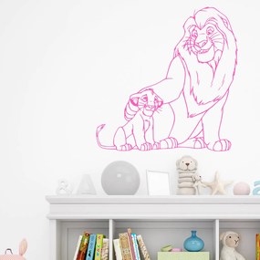 Veselá Stena Samolepka na stenu na stenu Mufasa a Simba Leví kráľ Farba: černá