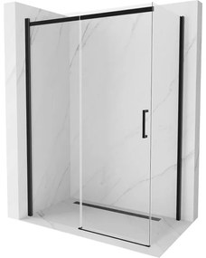 Mexen Omega, sprchovací kút s posuvnými dverami 130 (dvere) x 70 (stena) cm, 8mm sklo, čierny profil-číre sklo, 825-130-070-70-00