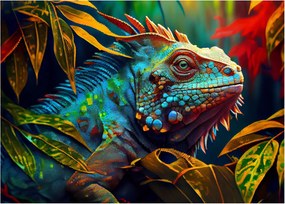 Obraz - Farebný leguán (70x50 cm)