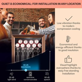 Klarstein Beersafe XL, chladnička, 60 l, 2 police, dvojitá izolácia panoramatických dvierok, nehrdzavejúca oceľ