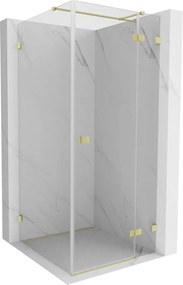 Mexen Lunar T, výklopný sprchový kút pravý 110 x 110 cm, 8mm číre sklo, zlatý kartáčovaný - 834T-110-110-55-00-P