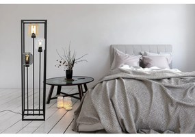 Stojacia lampa Novalja Cage, 3x sklenené tienidlo (mix 3 farieb) v kovovom ráme