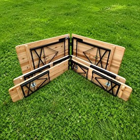 Pivný set 220x50 - 60 cm – Záhradný stôl s lavicami pre 8 - 10 osôb | Masív + kov - 220 cm x 50 cm -