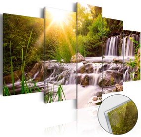 Artgeist Obraz na akrylátovom skle - Forest Waterfall [Glass] Veľkosť: 100x50