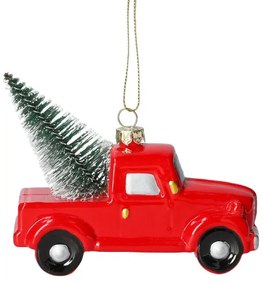 Závesná vianočná dekorácia EVI RED auto 802350