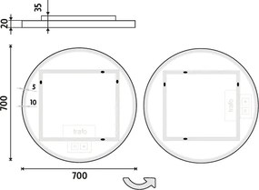 Nimco Biele okrúhle LED zrkadlo pr. 700 mm s dvoma dotykovými senzormi - ZPB 28001RVX-05
