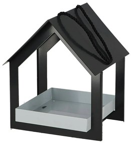 Závesné kŕmidlo pre vtáky Easy, 23x19x19 cm, kov, čierna