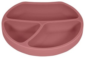 Silikónový detský tanier v tehlovej farbe 19x20,5 cm Dusky Pink – Kindsgut
