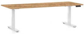 Výškovo nastaviteľný stôl OfficeTech C, 200 x 80 cm, biela podnož, dub zlatý