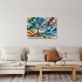 Sklenený obraz – Farebný energetický strom (70x50 cm)