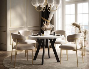 OKRÚHLY ROZKLADACÍ JEDÁLENSKÝ STÔL EWALD BIELY MATNÝ + ČIERNE NOHY 100/140 cm