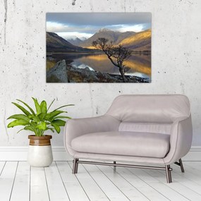 Obraz - Hory pri jazere (90x60 cm)