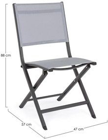 Sivá kovová záhradná stolička Elin – Bizzotto