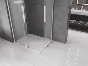 Mexen Velar L Duo, sprchový kút s posuvnými dverami 100 x 90 cm, 8mm sklo námraza, biela matná, 871-100-090-02-33-20