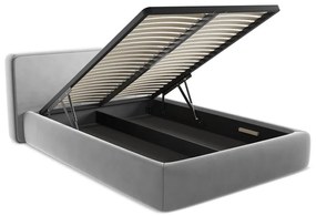 Sivá čalúnená dvojlôžková posteľ s úložným priestorom s roštom 140x200 cm Kiana – Makamii