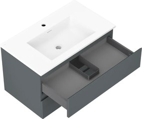 Mexen Orio, kúpeľňová skrinka 80 cm s umývadlom Otis, 2 zásuvky, grafitová matná/biela matná, 91A10-08047-2-BFF66-W18M01