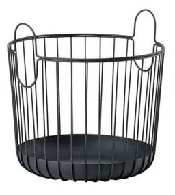 Čierny kovový úložný košík Zone Inu, ø 30 cm