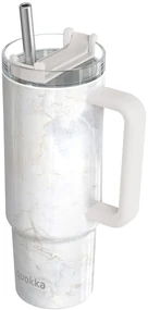 Nerezový termohrnček so slamkou Vibe Marble 880 ml