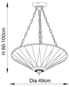 Endon 70754 - Luster na reťazi Tiffany DARK STAR 3xE27/60W/230V pr. 49 cm