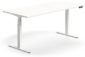 Výškovo nastaviteľný stôl QBUS, rovný, 1800x800 mm, biely rám, biela