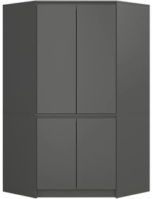 Rohová šatníková skriňa CLP 100 cm 4D grafitovo šedá