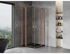 Mexen, Mexen Mist Duo výklopný sprchový kút 110 x 110 cm, transparentný, brúsená meď - 8A4-110-110-65-00