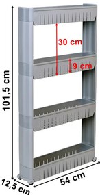Pojazdný regál OSMERA 4 police sivý