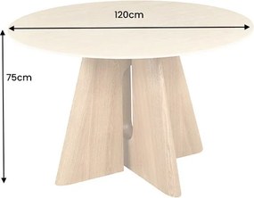 Okrúhly keramický jedálenský stôl Yenibeth 120 cm travertín / dub