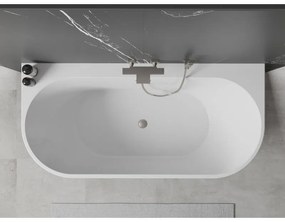 Mexen Oval+, voľne stojaca vaňa ku stene 170 x 80 cm, biela lesklá, brúsená oceľ, 52681708000-97