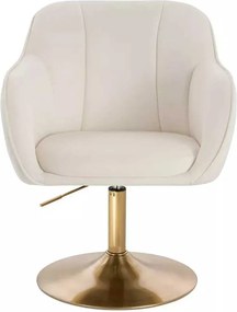 LuxuryForm DESIGN Stolička AVOLA VELUR na zlatom tanieri - biela