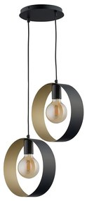 Luster na lanku HAPPY 2xE27/60W/230V čierna/zlatá