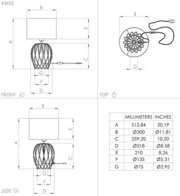 Eglo 43652 - Stolná lampa NIMLET 1xE27/40W/230V biela