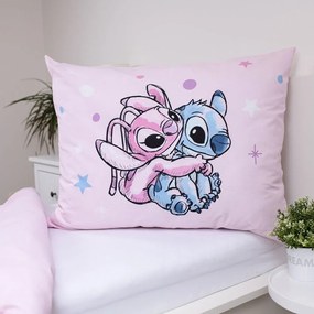 Ružová bavlnená detská obliečka na jednolôžko 140x200 cm Lilo a Stitch "Universe" – Jerry Fabrics