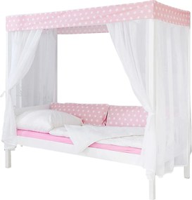 XXXLutz POSTEĽ S NEBESAMI, 90/200 cm ružová, biela Livetastic - Postele - 000406004008