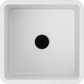 Besco Voľne stojace umývadlo z liateho mramoru Aygo Matt UM VS 40x40 cm BESCO-Typ výpuste: Click-Clack so štrbinovým prepadom, biela