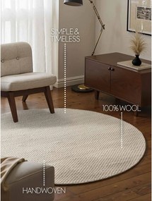 Krémový ručne tkaný vlnený okrúhly koberec ø 160 cm Lyon Beans – Elle Decoration