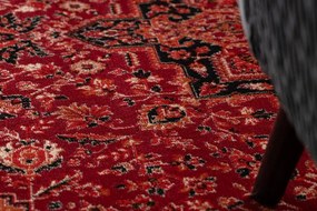 Koberec ORIENT Y307 so strapcami, rám / ornament / klasický, bordový / čierny