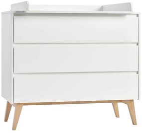 Biela detská komoda so zásuvkami Pinio Swing, 100 x 92 cm