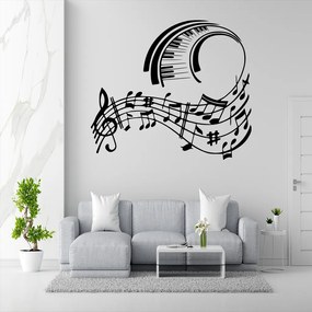 Veselá Stena Samolepka na stenu na stenu Skladba pre klavír Farba: černá, Veľkosť: 100 x 86 cm