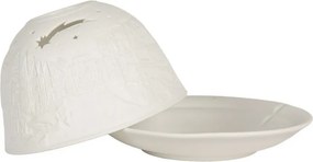Biely porcelánový svietnik na čajovú sviečku s domčekmi Paollo - Ø 12*8 cm