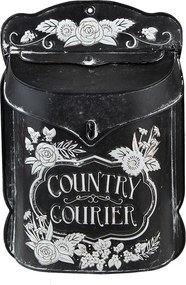 Čierna antik poštová schránka s kvetmi Country Courier - 26*10*35 cm