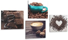 Set obrazov vôňa dobrej kávy - 4x 60x60