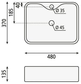 Biele keramické umývadlo Sapho Balena, 48 x 37 cm
