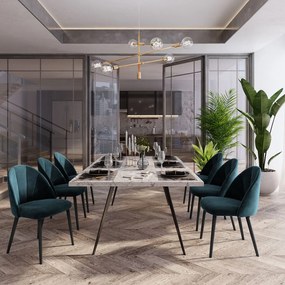 Modrá Zamatová stolička Livia dĺžka 52 × šírka 46 × výška 80 cm MILO CASA