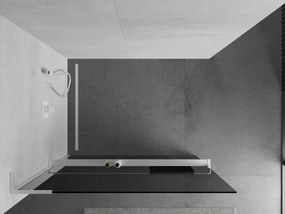 Mexen Kioto+ L, sprchová zástena Walk-In s poličkou a vešiakom 80 x 200 cm, 8mm šedé sklo, biely profil, 800-080-123-20-40