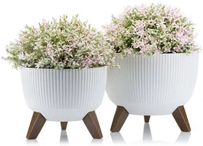 PLASTOVÝ KVETINÁČ ROSA LINEA ECO SADA 2KS 15X24,3 CM+18,3X29,2 CM BIELA