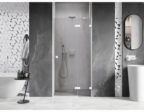 Mexen, Mexen Lunar pravé otočné sprchové dvere 105 cm, transparentné, biele - 834-105-000-20-00-P