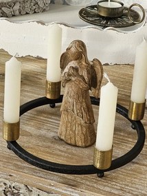 Čierno - zlatý antik kovový svietnik na 4 sviečky Ariana black/gold - Ø 20*7 cm
